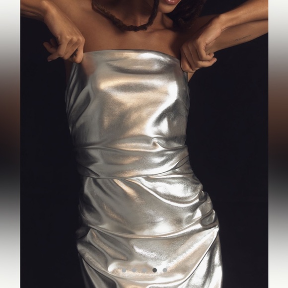 Anthropologie Dresses & Skirts - Anthropologie Soleil Magic Fabric Ruched Strapless Dress Metallic NEW